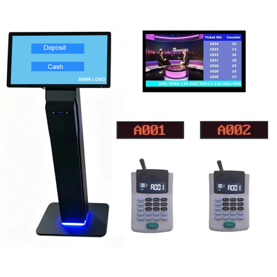 터치 스크린 키오스크와 LED 디스플레이 유닛으로 큐 관리 솔루션 (QMS)